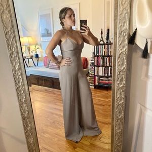 Amanda Uprichard Taupe silk palazzo jumpsuit sizeS. New without tags.